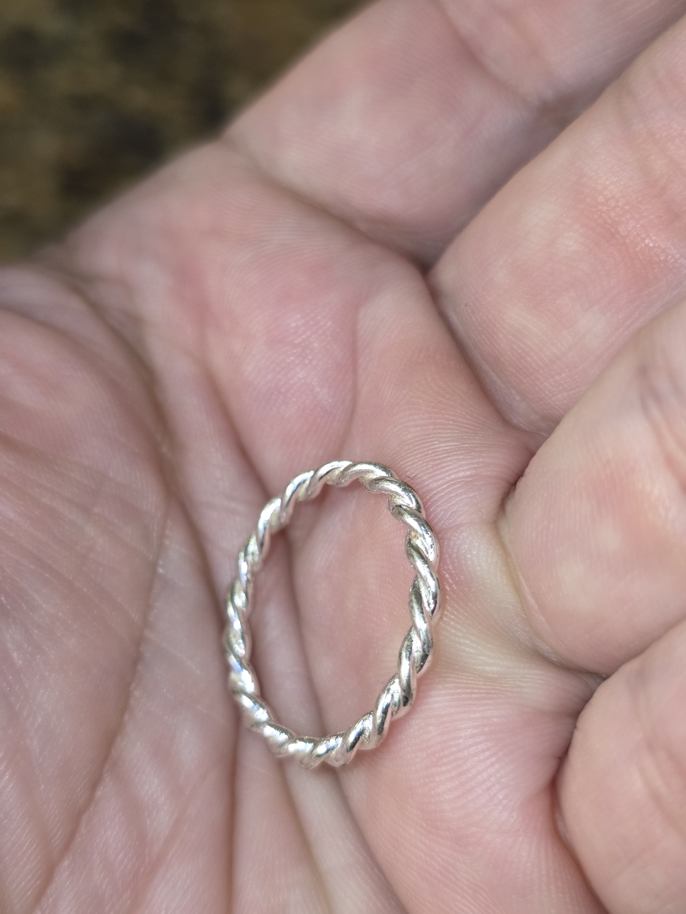 Twisted Rope Stackable Ring - Silver